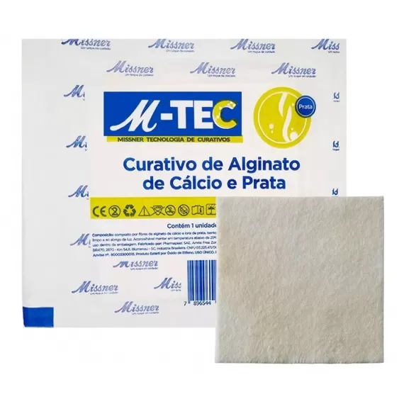 Curativo Alginato De Cálcio E Prata 10x10 M-tec - Missner