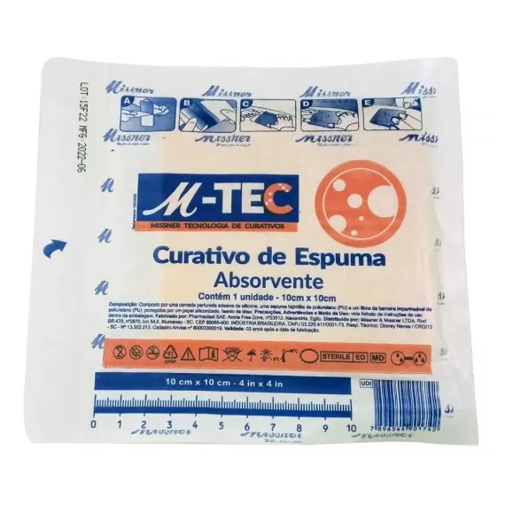 Curativo De Espuma Absorvente 10x10 M-tec - Missner