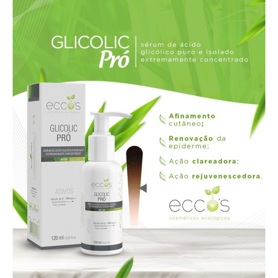 Sérum PROFISSIONAL Ácido Glicolic Isolado E Concentrado 120ml - Eccos