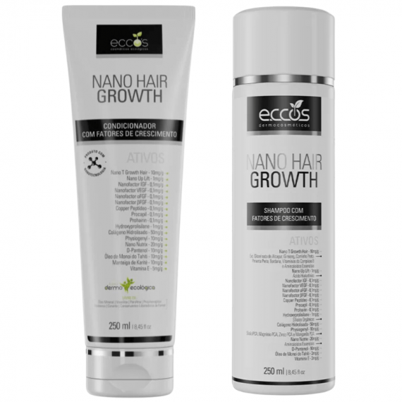 Kit Shampoo e Condicionador com Fatores Crescimento Nano Hair Growth - Eccos