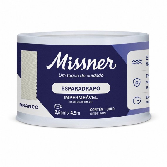 Esparadrapo Impermeável Branco 2,5cm x 4,5m - Missner