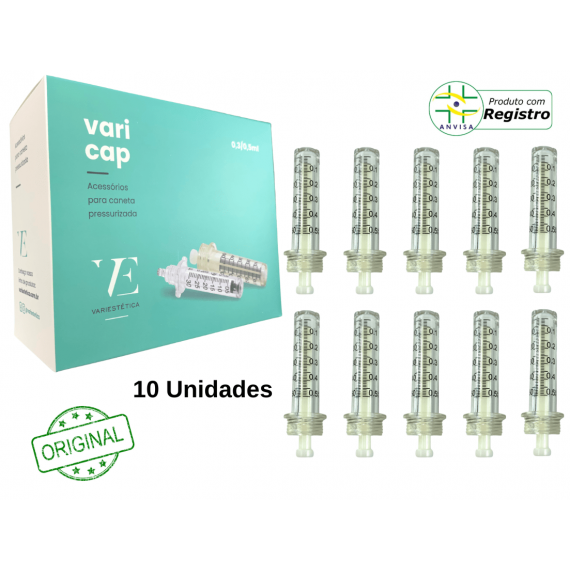 Kit 10 Seringas Vari-Cap 05ml Para Caneta Pressurizada - VariEstética