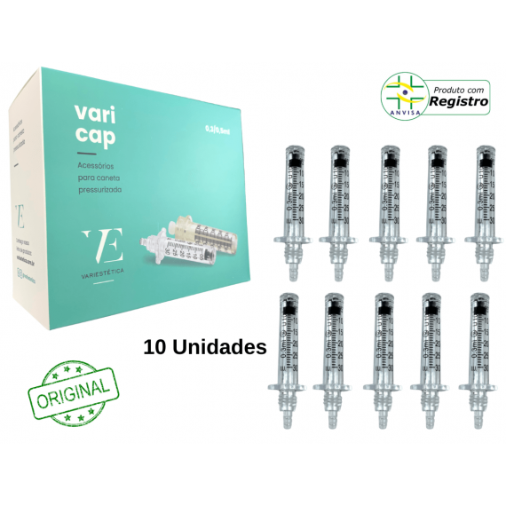 Kit 10 Seringas Vari-Cap 3ml Para Caneta Pressurizada - VariEstética