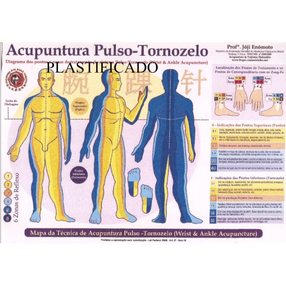 Mapa Acupuntura Pulso Tornozelo Plastificado - Prof. Enomoto