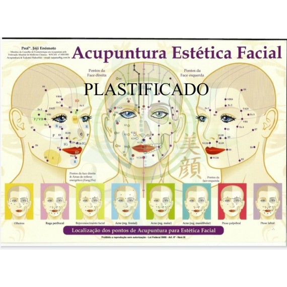 Mapa Acupuntura Estética Facial Plastificado - Prof. Enomoto