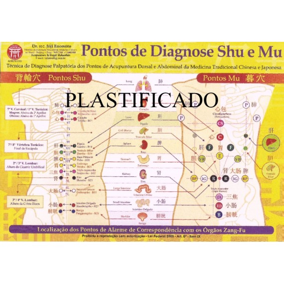 Mapa Pontos De Diagnose Shu E Mu Plastificado - Prof. Enomoto