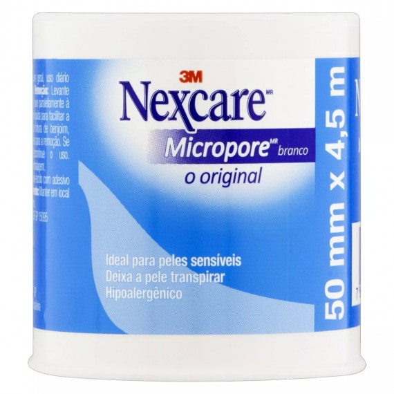 Fita Micropore Branco Nexcare 5 x 4,5m Peles Sensíveis - 3M