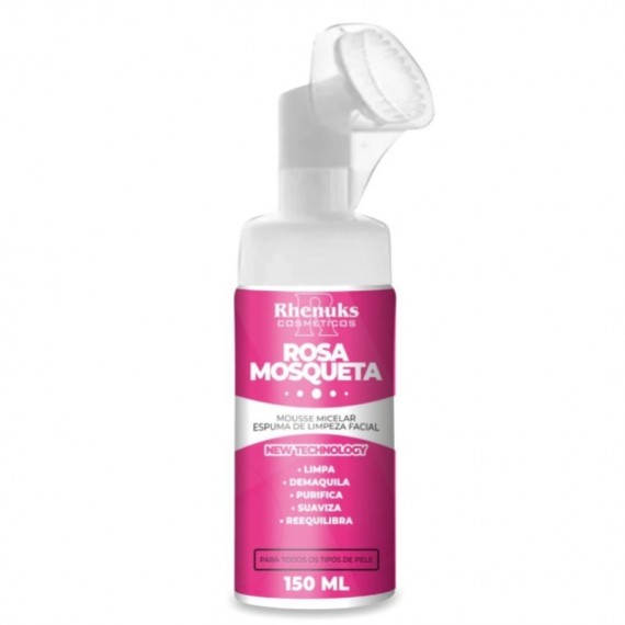 Mousse Micelar Espuma Limpeza Facial Rosa Mosqueta 150ml - Rhenuks