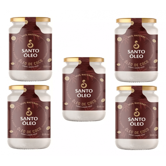 Combo 5 Potes de Óleo De Coco de Película 500ml - Santo Óleo