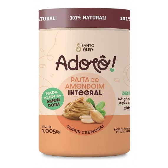 PASTA DE AMENDOIM INTEGRAL CREMOSA 1KG - Adorô!